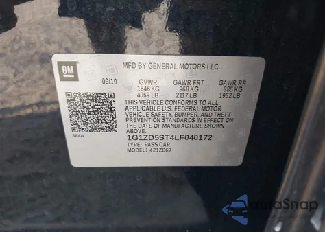 2020 Chevrolet Malibu Fwd Lt z USA, uszkodzony, nr VIN 1G1ZD5ST4LF040172